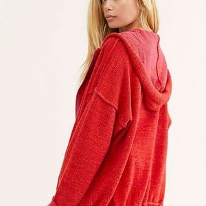 Free People In Bloom Oversized Red Hoodie XS